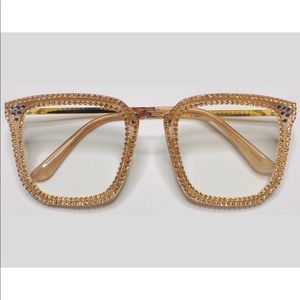 Women’s Tan Square Bling Eyeglasses